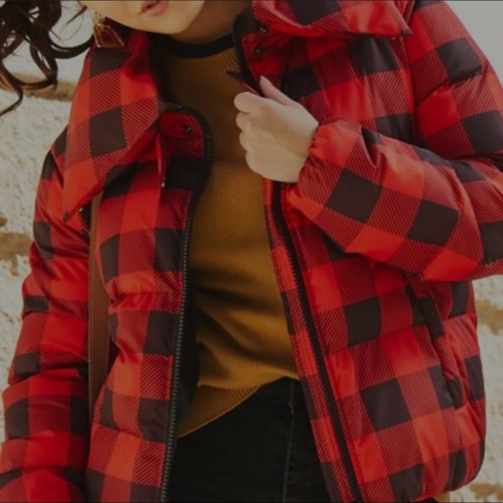 Buffalo plaid puffer jacket